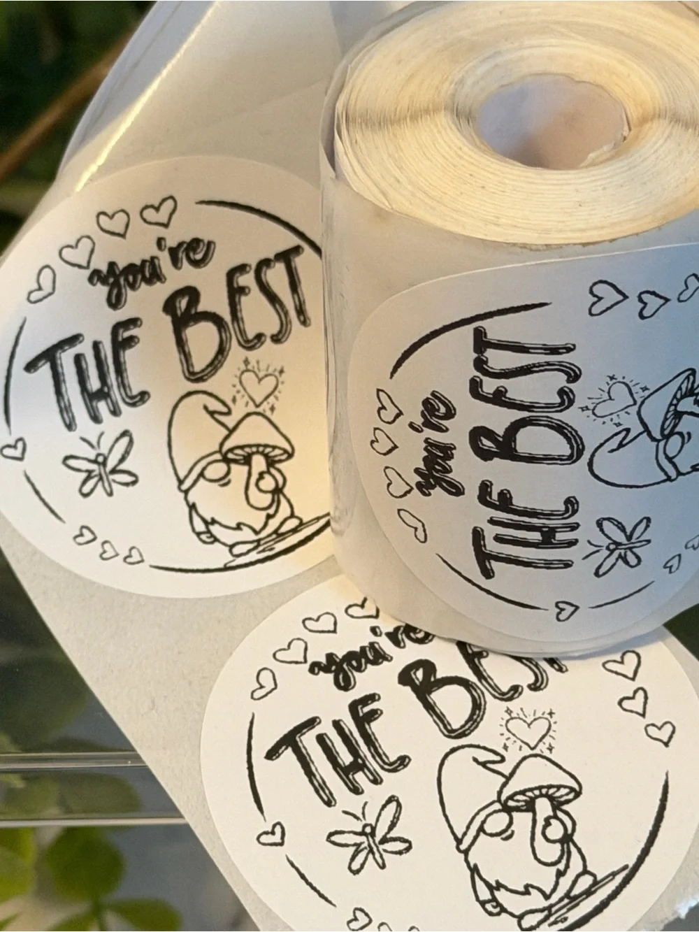 200 You’re the Best Gnome 2” Round Encouragement Stickers Labels Cute